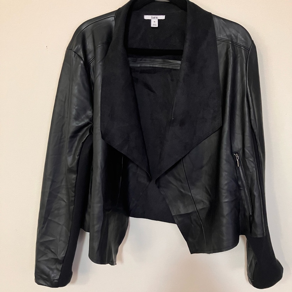 Bar III Black Faux Leather Flyaway Jacket Women’s XL